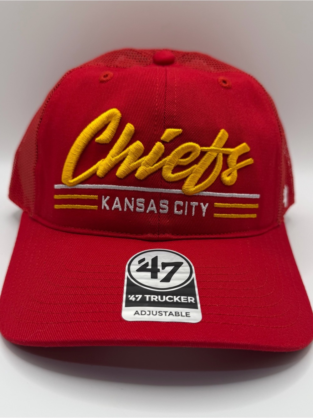 Kansas City Chiefs ‘47 Brand Trucker Hat Snapback Cap Adjustable Red & Gold